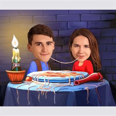 Disney Lady and the Tramp Couple Caricature from Photos,by myDaVinci - myDaVinci